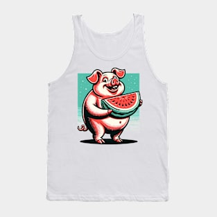 Pig with watermelon slice Tank Top